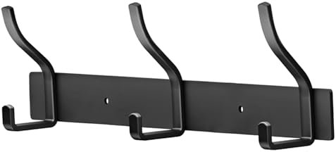 ZUIMENG Porte Manteau Mural, Patere Murale en Acier Inoxydable, Porte Manteaux pour Chambre Salle de Bain Cuisine (Noir, 3 Crochets, 1Pcs)