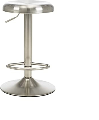 Barhocker Kücheninsel Drehbare Theke Stuhl, 24 -32 Höhenverstellbare Barhocker gebürstet Edelstahl Rückenlos, mit Fußstütze, Büro, Bistro, Bauernhaus 60-82cm