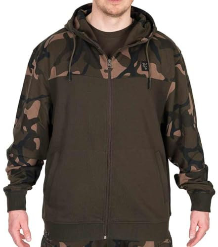 Fox LW Khaki/Camo Split Zip Hoody - Angelpullover, Größe:S