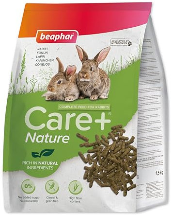 Beaphar Care+® Nature Kaninchenfutter – Natürliches Kaninchenfutter ohne Getreide, reich an Ballaststoffen und Heu Timothy – All-in-One-Pellets – 1,5 kg