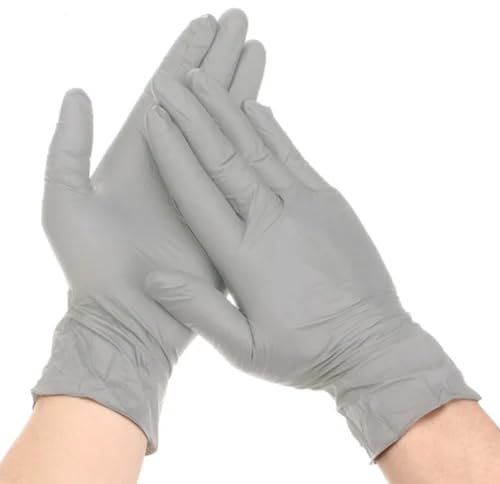GLAMSA Disposable Salon Gloves - Pack of 20 (Black, Grey, White) - Ultimate Protection, Comfort, and Versatility (Grey, Small)