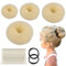 4 Stück Donut Hair Bun Maker Set mit 2 elastischen Haarband, 30 U-Form Haarspange Haarnadel, Duttkissen, Dutt Maker für Kinder Mädchen Frauen (beige 2)