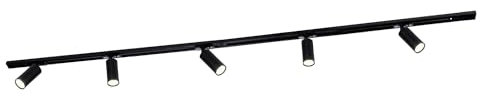 Ledvion - Illuminazione su binario a LED 2M + 5 faretti su binario (nero, dimmerabile, attacco GU10)