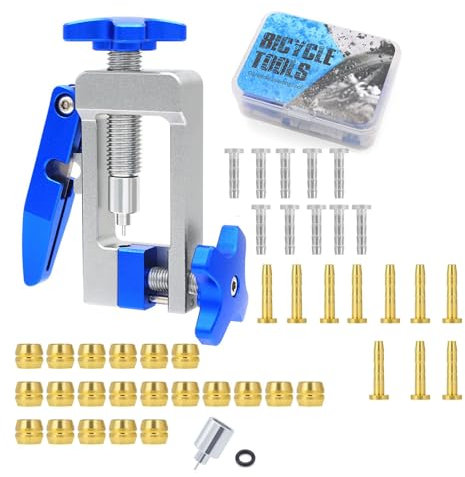 Lyshujli 2-in-1 Professioneller hydraulischer Bremsschlauchleitungsschneider und hydraulische Bremsleitung für Fahrräder, Einsatzwerkzeug, Ölbremsnadel, Treiberinstallation