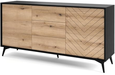 Emporius Kommode mit Schubladen Emerald - Loft Sideboard 150 cm - Möbel vom Hersteller, Wohnzimmer, Schwarz kommode