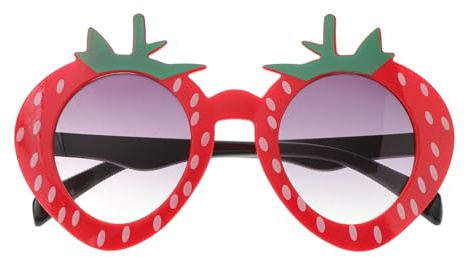 Garneck Erdbeerbrille Kostümpartybrille Kunststoff Für Kinder | Rot, Leichtes Tragegefühl, Zufälliges Blattdesign, 1 Stück, 12.50 X 6.80 X 2.00 cm