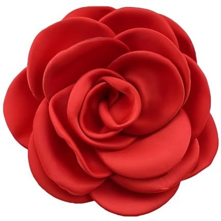 Broche délicate en satin rose pour mariage et événements - 10 cm - Épingle florale en tissu fait à la main avec clip - Accessoire de revers à double usage pour homme et femme (boîte cadeau), L, Tissu