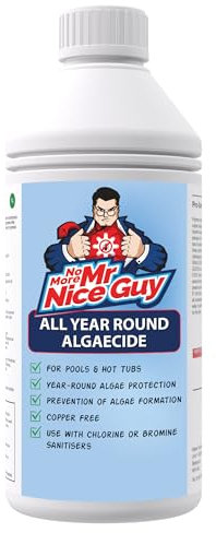 Algaecide For Swimming Pools & Hot Tubs 1 Litre – Algae Remover – 1 Litre Treats 45,000 Litres – All Year Round Copper & Quat Based Algicide – Prevention of Algae Formation – No More Mr Nice Guy