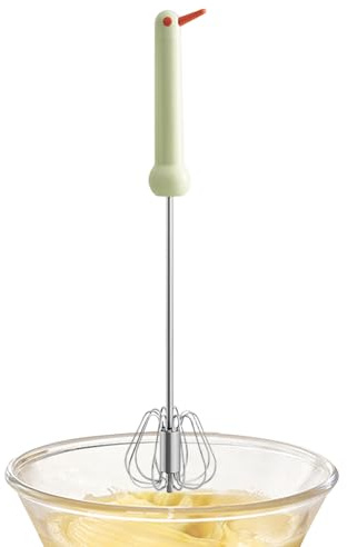 Fouet de cuisine : fouet semi-automatique en acier inoxydable avec mécanisme à ressort, pour fouetter et remuer les ingrédients pour la cuisson, la cuisine, la préparation de gâteaux