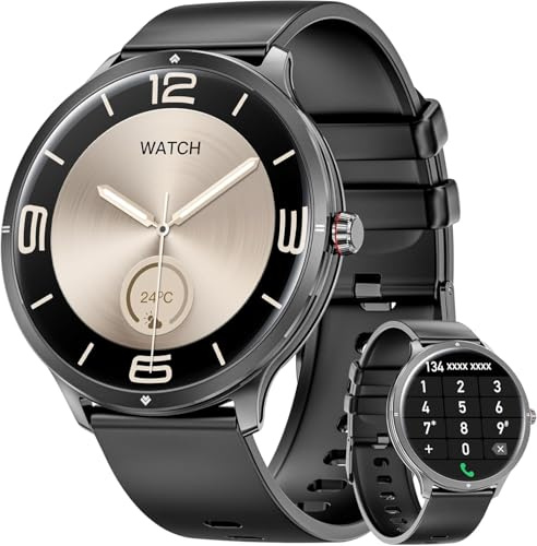 Reloj Inteligente Hombre, 1,75 AMOLED Pantalla Grande Moda Smartwatch,Correas Dobles/Llamadas Bluetooth/Podómetro/Pulsómetro/Monitor de Sueño/100+ Modos Deportivos para Android iOS (Marrón)