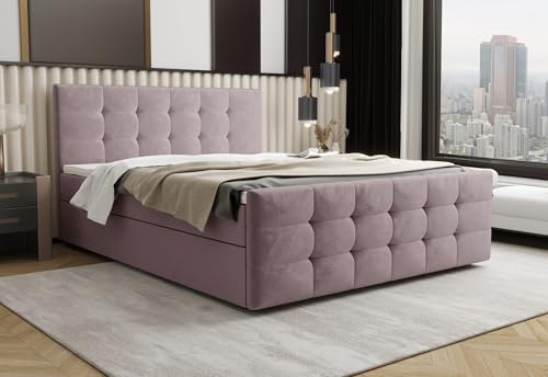 B&B HOME Boxspringbett Coria III, mit Bonellfederung H3, Bettkasten, Kopfteil und Topper, 180x200 (velutto14)