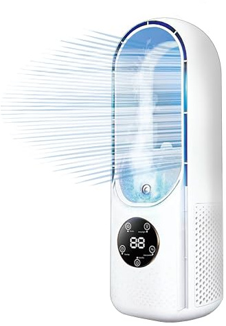 Mobile Klimaanlage, Yarvoney Mini Luftkühler mit Wasserkühlung, USB 4 in 1 Tragbare Mobile Klimagerät, 6 Luftgeschwindigkeiten & 8 LED, 1-6H Timer, für zimmer,Wohnungen und Büro (Weiß)