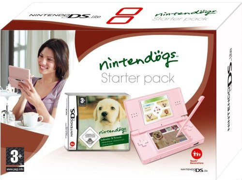 Console DS lite rose + Nintendogs labrador et ses amis