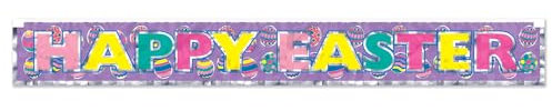 Beistle 40880 Metallic Happy Easter Fringe Banner Party-Zubehör, plastik, Pastellfarben