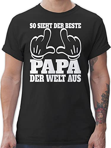 T-Shirt Herren - So Sieht der Beste Papa der Welt aus - XL - Schwarz - Geschenk zum Vater Werden Vatertagsgeschenk Tshirt Vatertag Daddy Shirt Geschenke für Vatertagsgeschenke väter Schrift Shirts