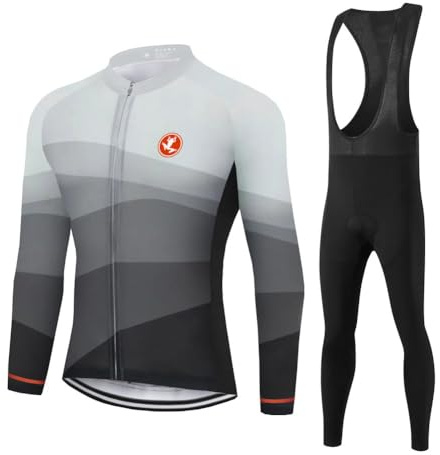 UGLY FROG Radsport Anzüge Herren Winter Warm halten with Fleece Langarm-Radsport-Trikot+Lange Lätzchen Dicht with Gel Pad Breathable Classic Bicycle Set