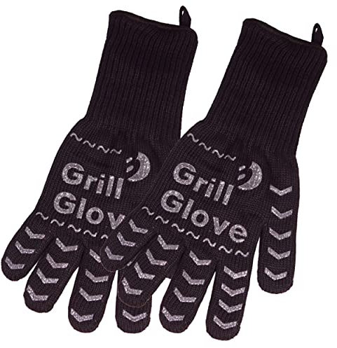 BEST SPORTING Grillhandschuh I Ofenhandschuh OneSize I schwarz I Hitzebeständige Grillhandschuhe bis 300°C I Ofen I Kamin I Ofenhandschuhe I Topfhandschuhe I Kaminhandschuhe