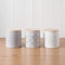Grey Geometric Style Storage Canisters with Bamboo Lid for Tea,Coffee & Sugar Jars 3pc - Embossed Finish