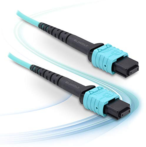 SUWOLF 3M / 10FT 12 Fibras OM3 Tipo B Patch Cord de Fibra Óptica MPO - MPO Patchcord Cable Hembra/Hembra LSZH Cordón de Fibra Óptica MPO Jumper para 40G QSFP+ y 100G QSFP28 Compatible MTP
