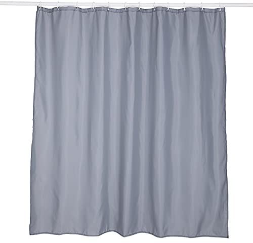 KAV - Polyester fabric Shower Mould and Mildew Resistant Curtain 180 x 180 cm (71 x 71 Inch) Grey + Matching Hooks