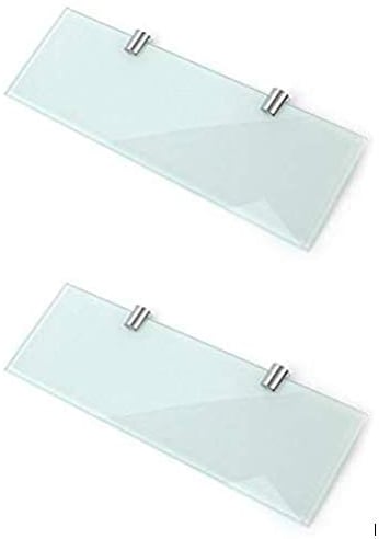BSM Marketing Juego de 2 estantes de cristal blanco para baño, cocina, dormitorio, 300 x 100 mm