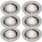 Trango 6er Set 6729-069MCOB LED Einbaustrahler in ALU gebürstet schwenkbar inkl. 6x 3000K warmweiß Ultra Flach LED Modul, Einbauspots, Deckenstrahler, Deckenlampe, Badleuchte, Deckenleuchte, Spots