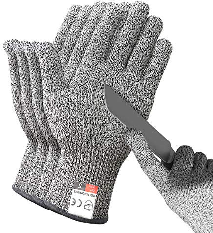 Deyan Lot de 2 paires de gants de cuisine résistants aux coupures de qualité alimentaire Protection de niveau 5 pour la coupe de viande, le shucking à huîtres (moyen)