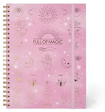 Legami - Quaderno Spiralato Maxi, A4, 204 Pagine staccabili, Elastico di chiusura, Taschina finale, in Carta certificata FSC®, Carta 100 g/m², 22x29,5 cm, Tema Magic