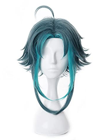 Grün gemischt cyan kurze Cosplay Perücke hitzebeständige synthetische Kostüm Haare für Frauen Männer Halloween Comic Con Anime Party Ersatz Perücken