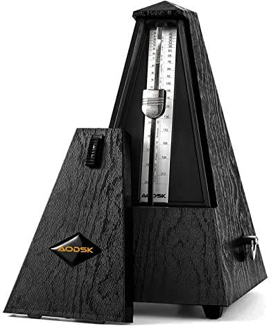 AODSK Mechanisches Metronom, universelles Metronom für Klavier, Gitarre, Violine, Schlagzeug und andere Instrumente, Standard, Schwarz (schwarz) (Holzmaserung)