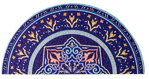 Chrasy Europäischer Stil Halbrunde Form Halbkreis Einfachheit 40 x 80 cm rutschfeste Fußmatte PVC Material für Haustür, leicht zu reinigen, Blau