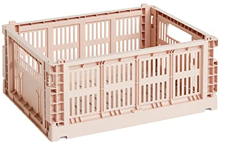 Hay Transportbox Colour Crate M aus recyceltem Polypropylen in der Farbe Powder