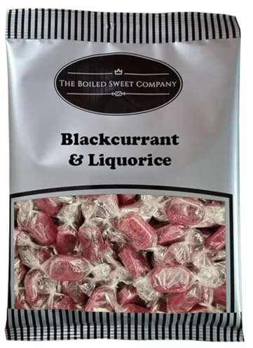 The Boiled Sweet Company® Blackcurrant and Liquorice 1kg - Blackcurrant Flavour with Liquorice Centre - Traditional Boiled Sweets - Individually Wrapped - Bulk 1 Kilo Bag - Sweet Gift Idea