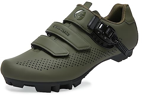 FOTGOAT Herren MTB Schuhe Damen, Fahrradschuhe Mountainbike Schuhe kompatibel mit SPD 2 Schrauben mit Cleats, Unisex Radsportschuhe Draussen Grün Size EU37
