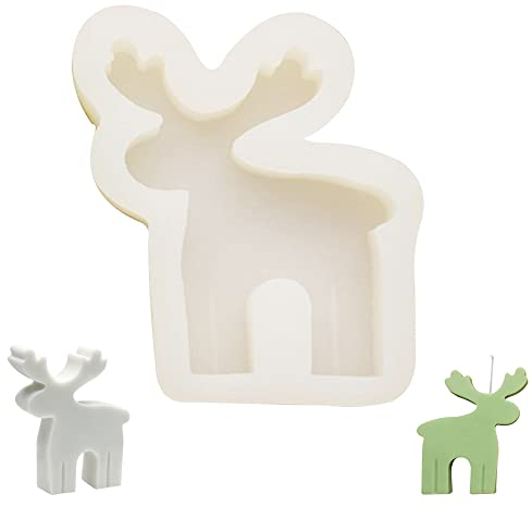 Hezhou Kerzen Silikonform Weihnachten Silikonform Kerzenform 3D-Weihnachtskerzenform Für Elch Elchkerzenform DIY Handgemachtes Kerzen Gießformen Kerzengießform Für Duftkerzen, Seifen, Süßigkeiten