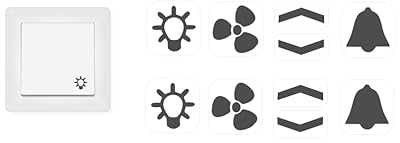 Switch Sticker Set with Light Fan Arrows and Bells Stickers (RP 25/1) (10 mm, Grey Symbols)