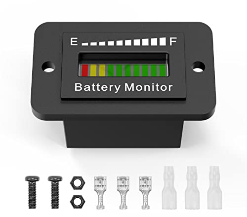 OBDResource LED-Batterieanzeige, 12V 24V 36V 48V 60V 72V Spannung kompatible Batterie-Kraftstoff-Anzeige für Golf Cart ClubCar EZGO Elektrofahrzeug Stapelmaschine Motorrad