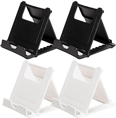 LMOGWL 4 Stück Faltbare Handyhalterung, universeller mehrfach Verstellbarer Telefonständer, tragbare Tasche Desktop 6-11 Zoll Tablet-Ständer kompatibel mit Smartphones (Schwarz 2 Weiß 2)