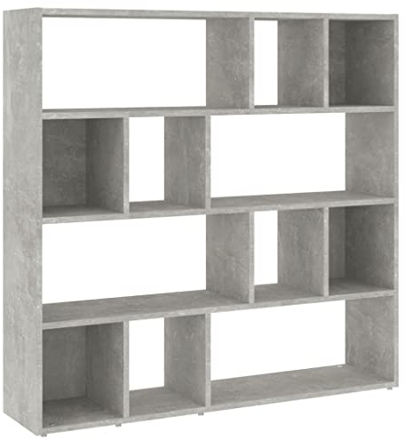 vidaXL Bücherregal Raumteiler Standregal Aktenregal Büroregal Raumtrenner Regal Wandregal Aufbewahrungregal Betongrau 105x24x102cm