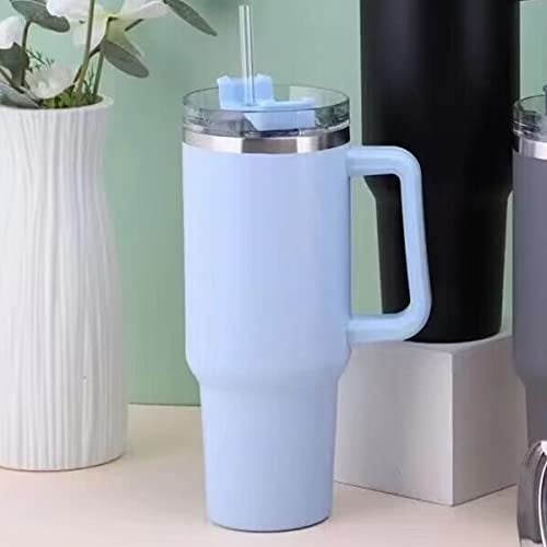 40OZ Tumbler with Straw Lid and Handle Double Wall Vacuum Insulated Travel Mug Stainless Steel Water Bottle Coffee Mug Travel, BPA Free