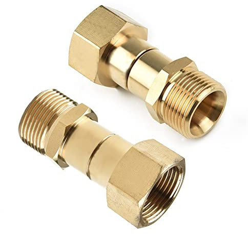 ZYNCUE 2 Piece Pressure Washer Swivel Joint, Brass High Pressure Washer Coupler Male M22 14mm Thread Fitting Connector Hose Adapter for Car Cleaning