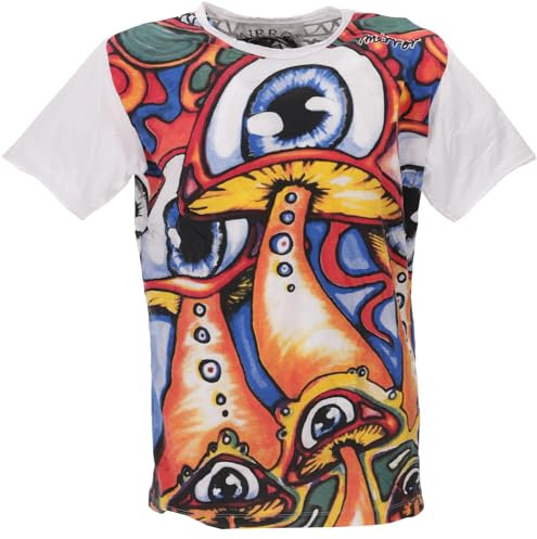 GURU SHOP Mirror T-Shirt - Mushroom/weiß, Herren, Baumwolle, Size:XXL