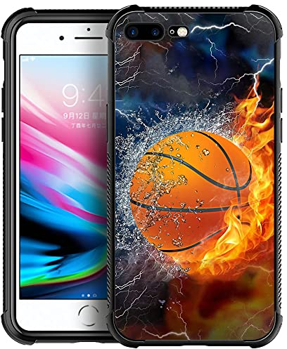 DAIZAG Case Compatible with for iPhone 7/8/SE 2020 Ice Fire Basketball Phone Case Shockproof Soft TPU Phone Case for Boy Men Gift Case for iPhone 7/8/SE 2020