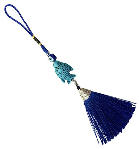 DOITOOL Blue Tassel Pendant Evil Eye Charm Decorative Eye Tassel Pendant for Home Crafting Project