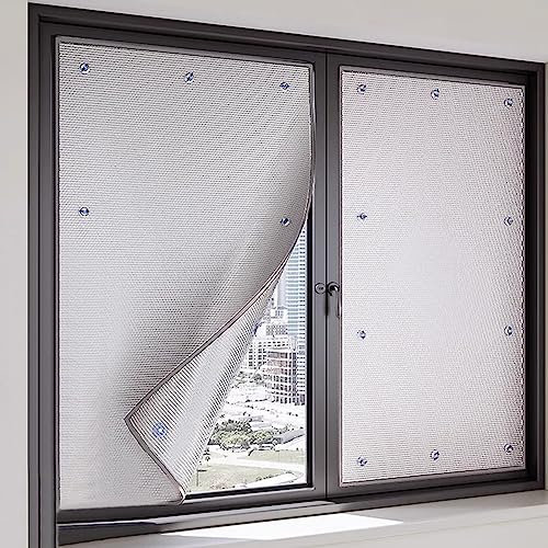 Isolation Thermique Film Réfléchissant Feuille d'Aluminium Pare-Soleil,Kit d'Isolation de Fenêtre de Protection Solaire Anti UV,Film Fenetre Anti Regard Occultante de Balcon (80x130cm/31''x51'')
