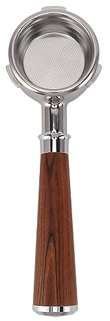 58mm Bottomless Portafilter, 3 Ears Design Portafilter with Solid Wood Handle for Coffee Machines (A Style Redwood)