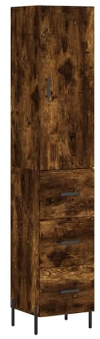 vidaXL Highboard, Sideboard mit viel Stauraum, Kommode Schrank für Wohnzimmer, Anrichte Schubladenschrank Metallbeine, Modern, Räuchereiche Holzwerkstoff