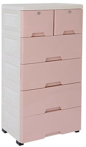 JINPRDAMZ Cassettiera, comodino rosa, armadietto per armadi con 6 cassetti e 4 ruote, armadietto multiuso per camera da letto, soggiorno, cameretta dei bambini, 50 x 35 x 102 cm