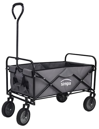simpa Multi-Purpose Large Capacity Collapsible Folding Trolley Utility Cart - Grey 92.5cm (W) x 53 (H) x 119cm (L) - Choose from 2 colours!