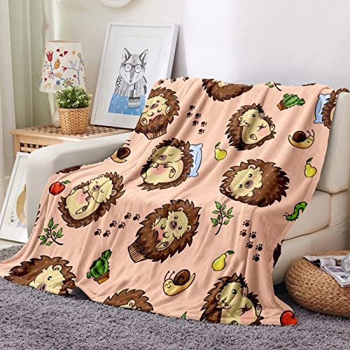 SJSXWQN Kuscheldecke Rosa Igel Kuscheldecke Flauschig für Couch und Bett Super Weiche Warme Flanell Fleecedecke als Sofaüberwurf Tagesdecke Wohnzimmerdecke - 100x130 cm